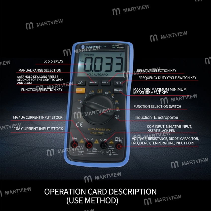 Sunshine DT-17N Handheld Digital Multimeter with LCD Backlight