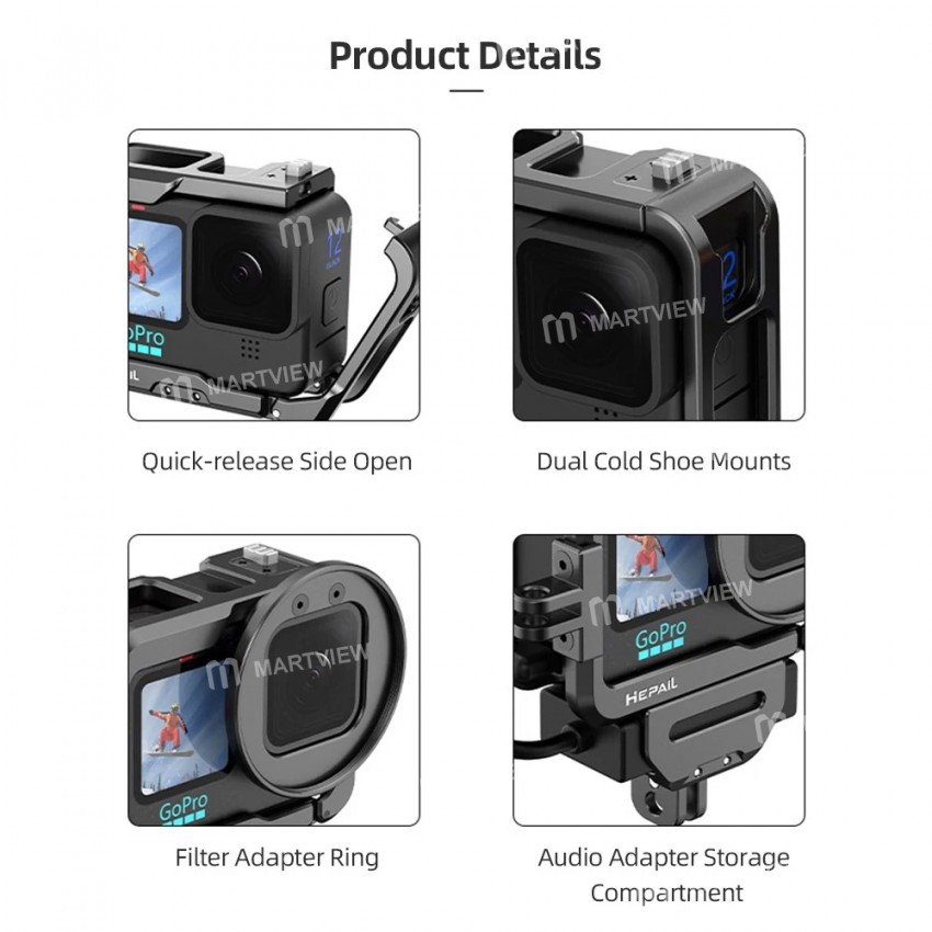 action camera-video-cage-metal-vlog-case-protective-housing-6