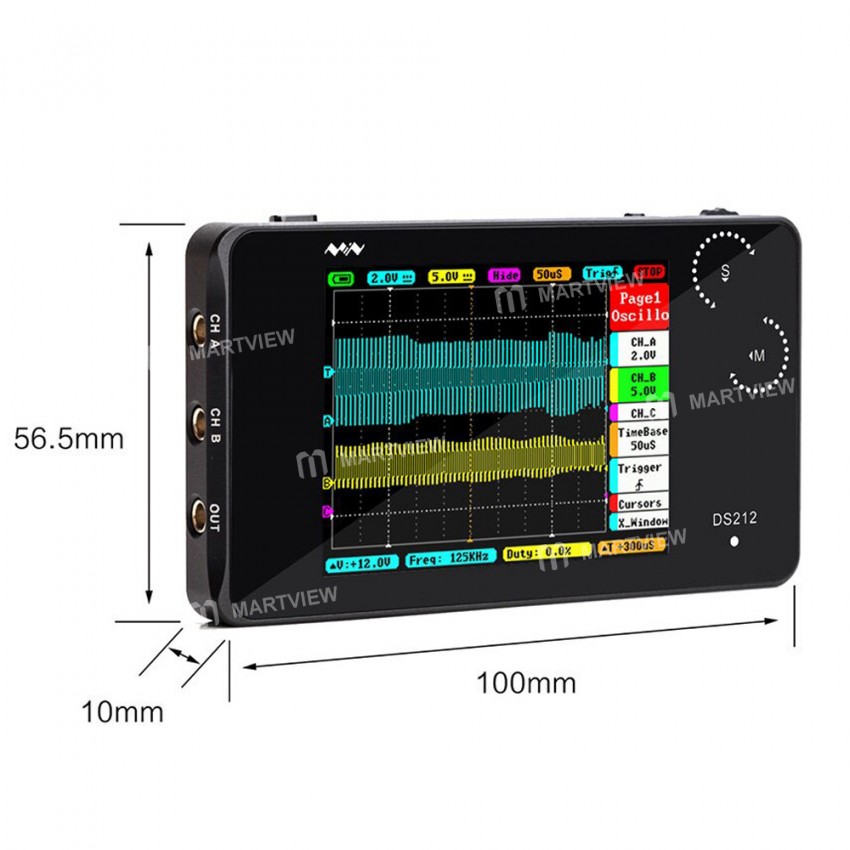 DS212 Portable Dual-channel Digital Touch Screen Oscilloscope with USB Interface