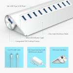 Orico Aluminum Bevel Multi-Port USB 3.0 HUB High-Speed Splitter With 12V Power Adapter