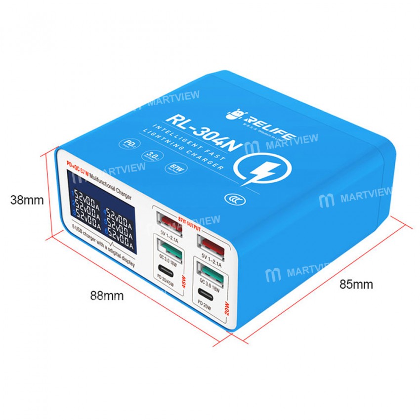 relife rl-304n-multi-functional-6-ports-usb-qc30-pd-45w-digital-display-fasting-charging-station-8