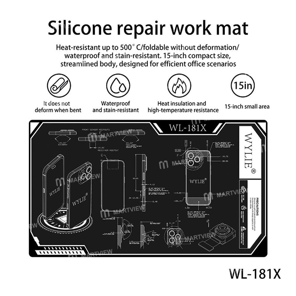 wylie wl-181x-15-inch-heat-insulating-silicone-mat-for-mobile-phone-tablet-repair-1