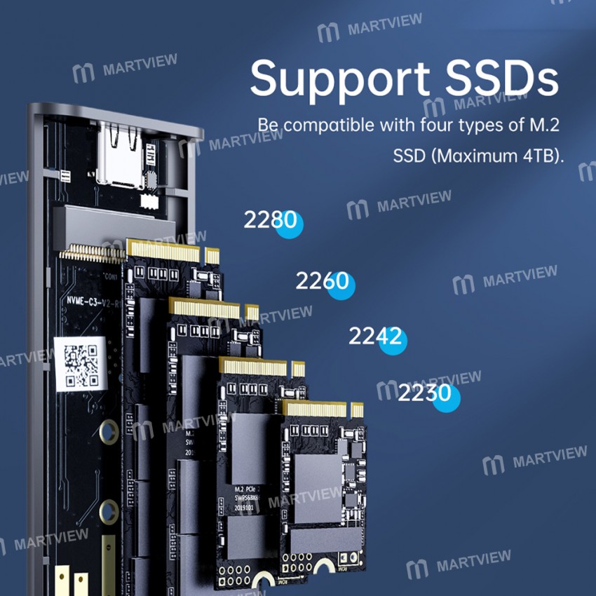 orico am2c3-tool-free-aluminum-type-c-m2-nvme-ssd-enclosure-support-uasp-12