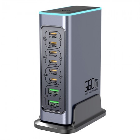 WLX-F8L 8-Port 660W High Power PD+QC3.0 GaN Desktop Charging Station