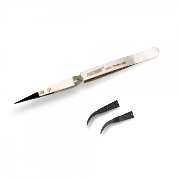 JAKEMY JM-10-12 Double Head Anti-Static Cross Type Tweezers Set for Phone Mainboard Repair