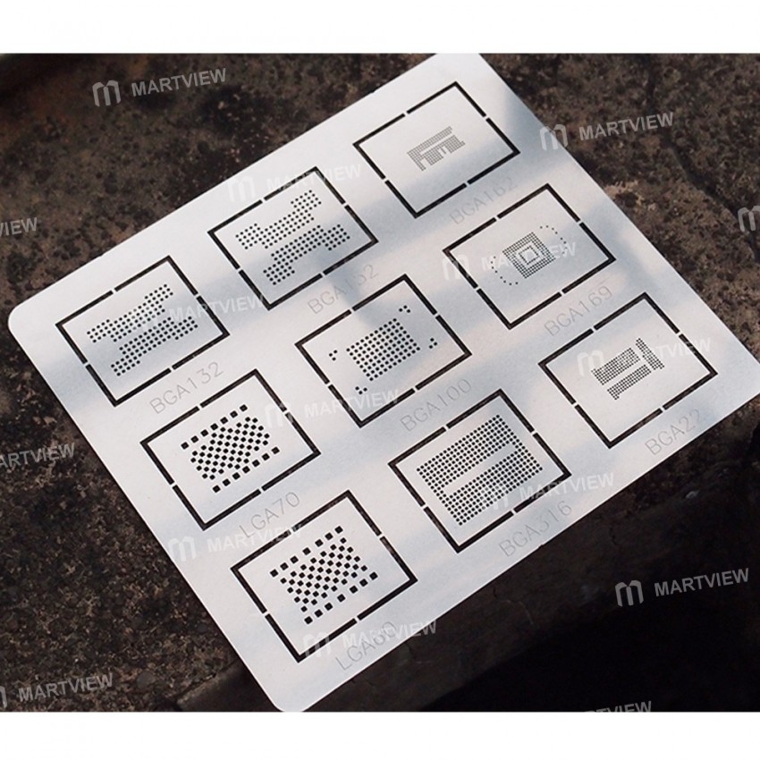 9in1 0.15MM BGA Reballing Stencil Template for BGA132 BGA152 BGA162 LGA70 BGA100 BGA169 LGA60 BGA316