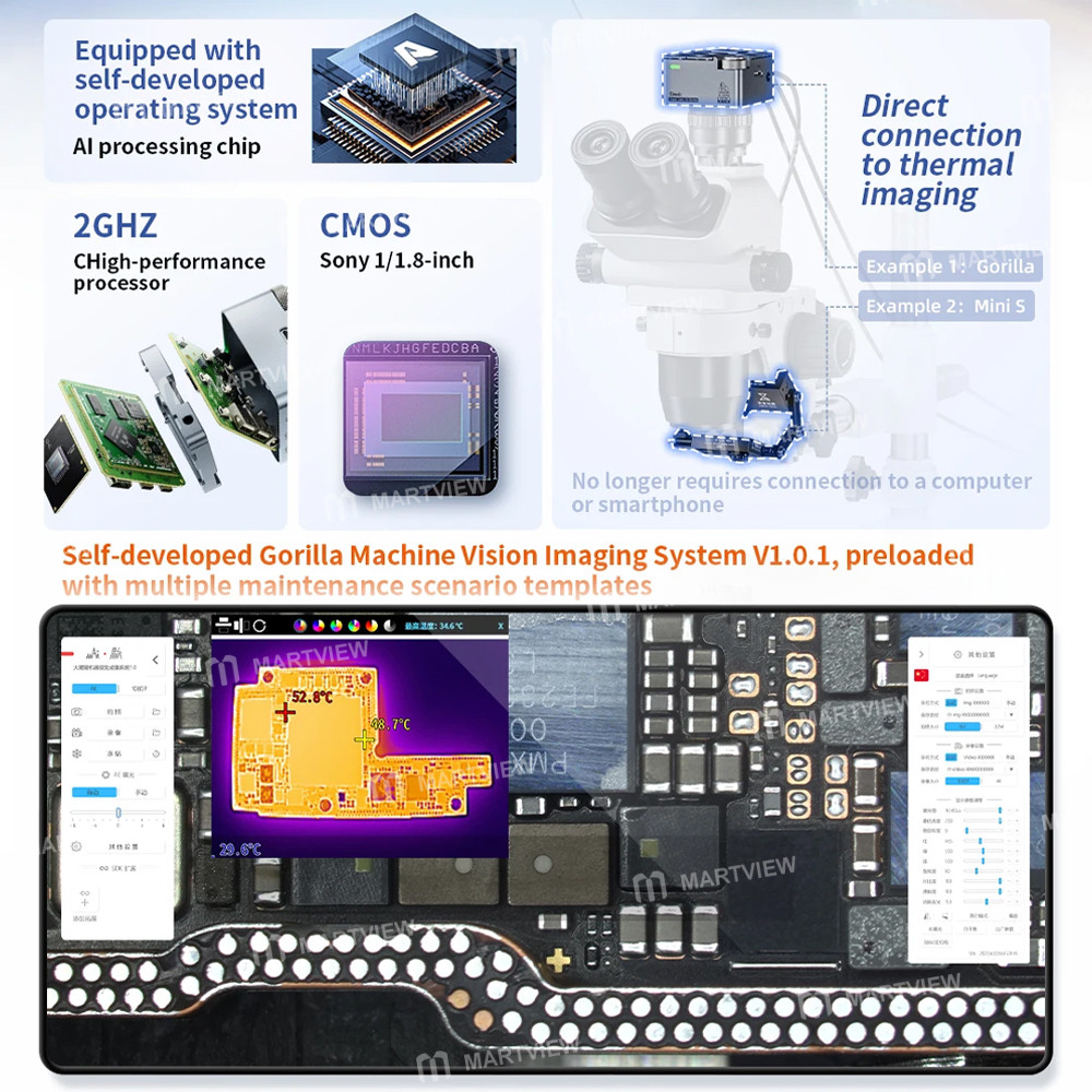 qianli super-cam-ai-gorilla-8mp-sony-sensor-4k-microscope-industrial-camera-with-zoom-handwheel-5