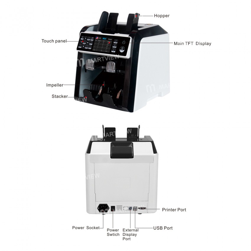 AL-950 Dual CIS Banknote Fake Sorter Mix Value Money Counterfeit Denomination Bill Counter Machine