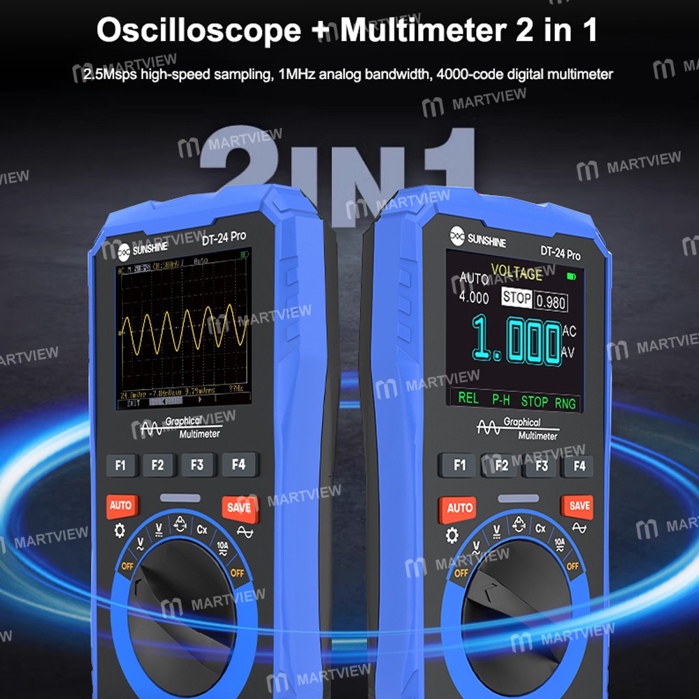 sunshine dt-24-pro-2-in-1-digital-display-data-storage-oscilloscope-multimeter-with-waveform-capture