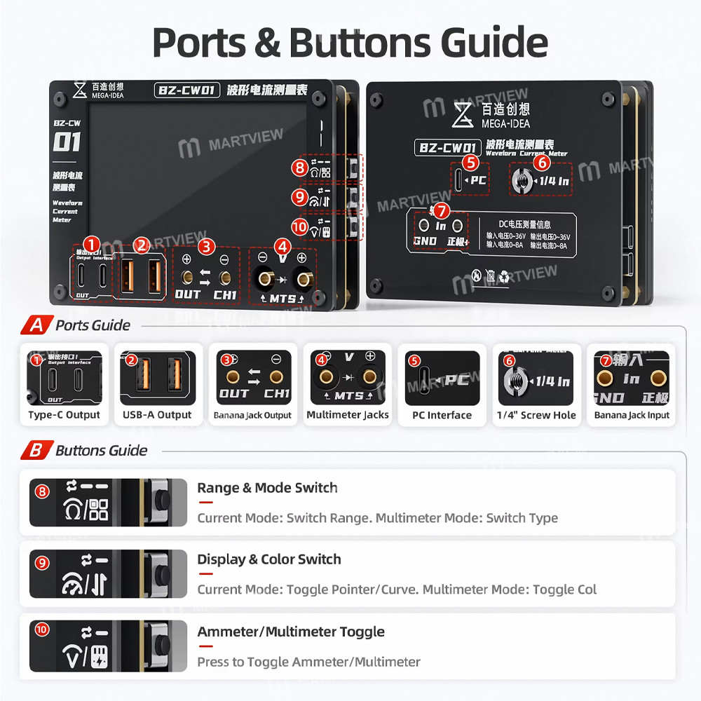 mega idea-bz-cw01-waveform-current-meter-with-waveform-detection-and-host-computer-functions-6