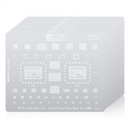 Amaoe 0.12mm BGA Reballing Stencil Set for iPhone 6 to 14 Pro Max Apple A8 to A16