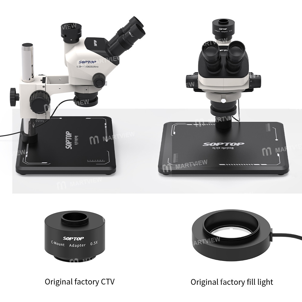 soptop szm-7060ultra-7-60x-adjustable-zoom-trinocular-stereo-microscope-with-big-base-for-pcb-repair
