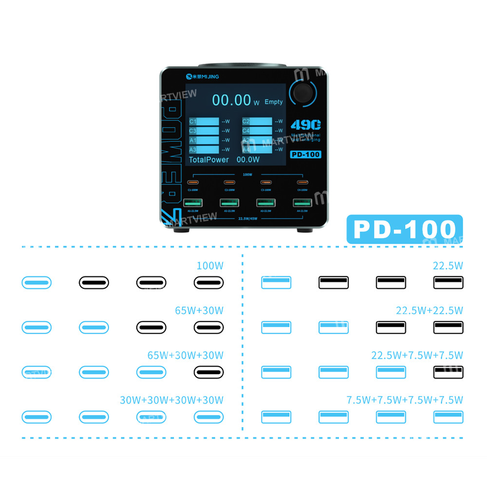 mijing pd100-100w-multi-port-smart-fast-charger-supports-qc-pd-fast-charging-15w-wireless-charging-6