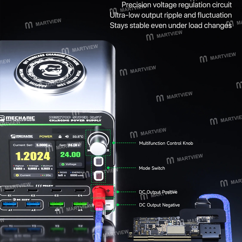 mechanic power-200-gan-desktop-fast-charging-station-supports-qc30-pd31-wireless-charging-5