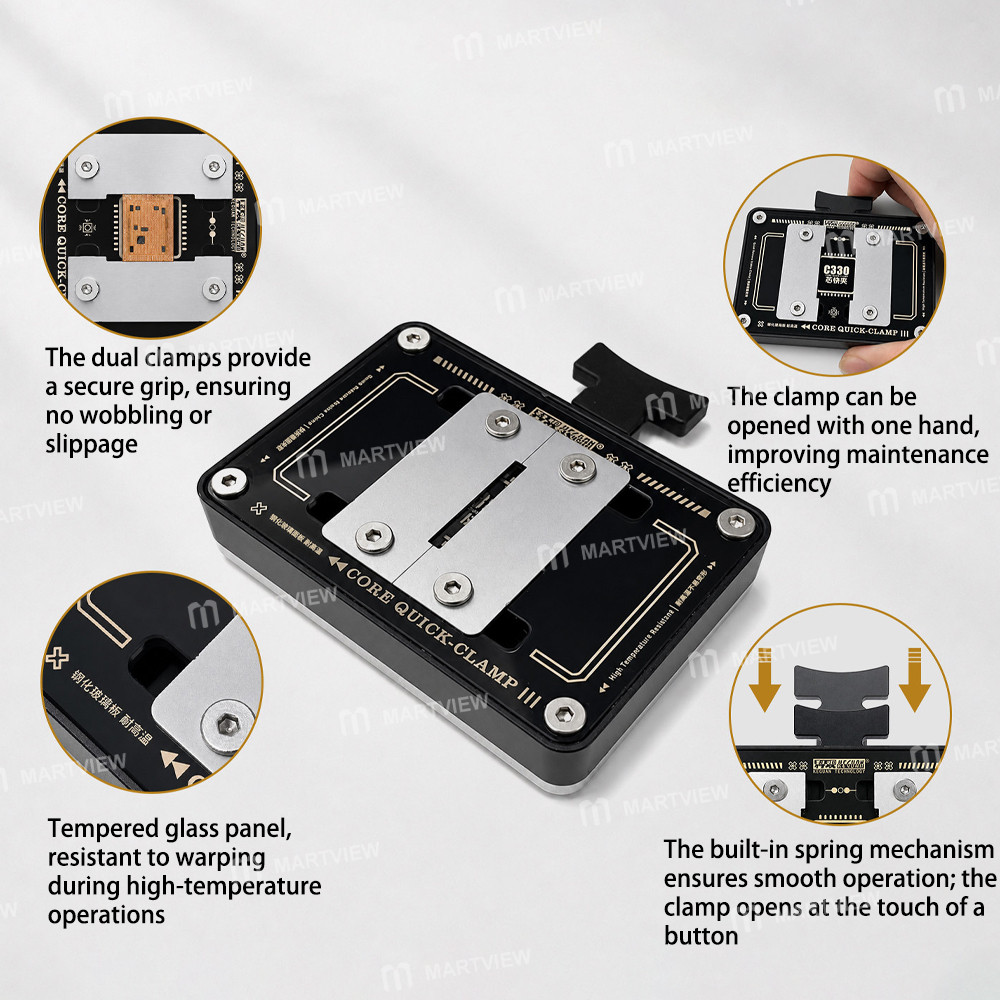 keguan c330-high-temperature-resistant-toughened-glass-concealed-flat-surface-universal-chip-fixture