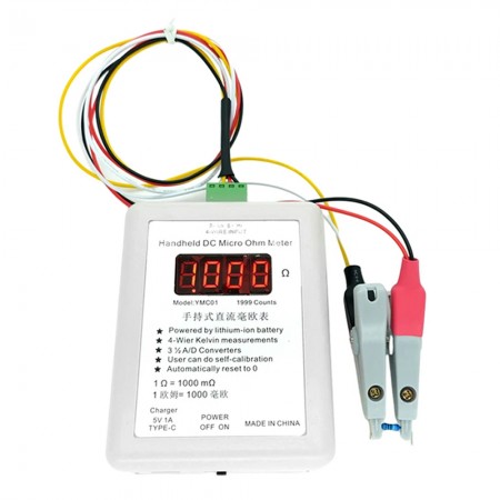 YMC01 2R / 20R Handheld Rechargeable DC Micro Ohm Meter with Testing Clamp