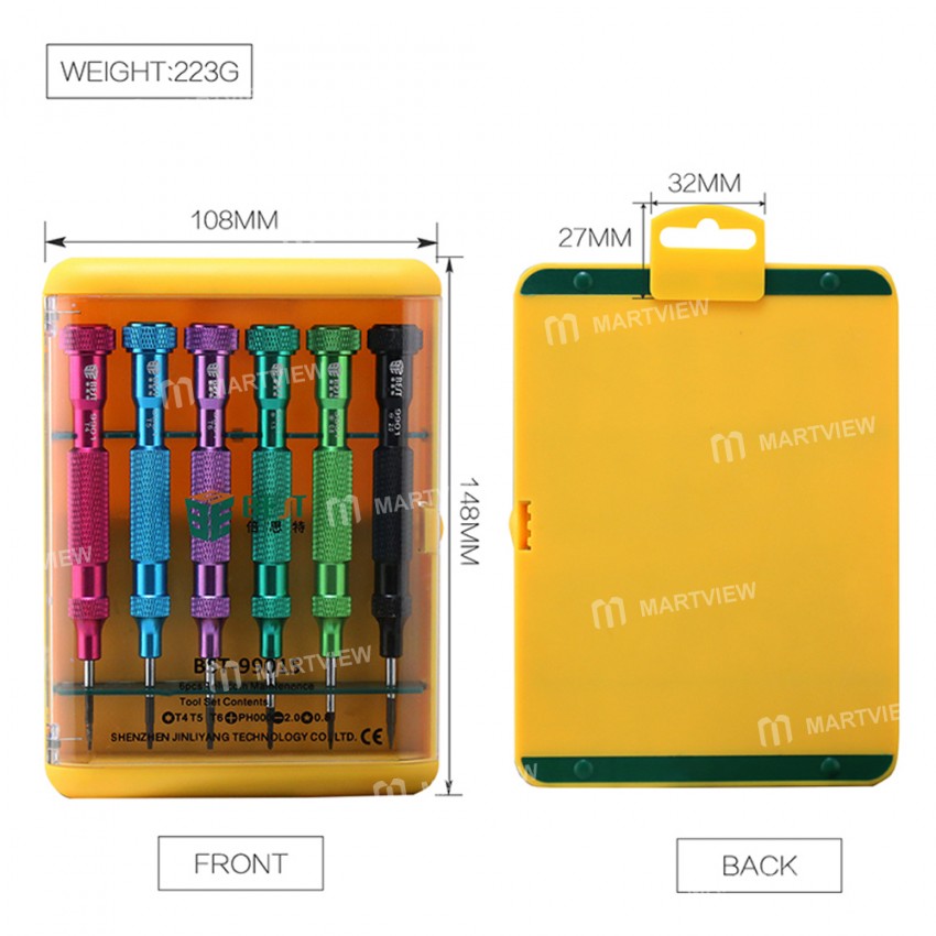 BST-9901S 6-in-1 S2 Steel Torque Screwdriver Set for Mobile Phone Disassemble Repair