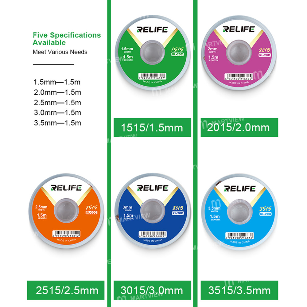 relife rl-20c-multiple-specifications-pure-copper-material-solder-wick-for-pcb-soldering-cleaning-12