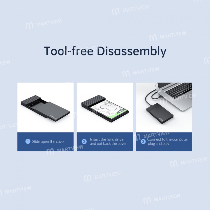 Orico 2526C3-BK 2.5-inch SATA to USB 3.1 Type C External HDD Enclosure for 2.5 Inch SSD and HDD 7-9.