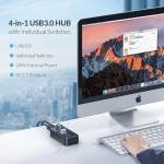 Orico SWU3-4A 4-Port High-speed USB 3.0 Split Control Hub With Power Adapter Support BC1.2 Charging