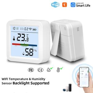 WiFi Thermometer Hygrometer TY App Smart Thermometer for Home LCD Backlight with Removable Stand Digital Temperature Humidity Sensor Real Time Monitoring Recording for Bedroom Greenhouse Garage