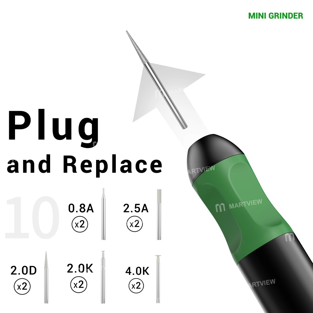 2uul da86-mini-grinder-cordless-engraving-pen-with-10pcs-u8-drill-heads-3