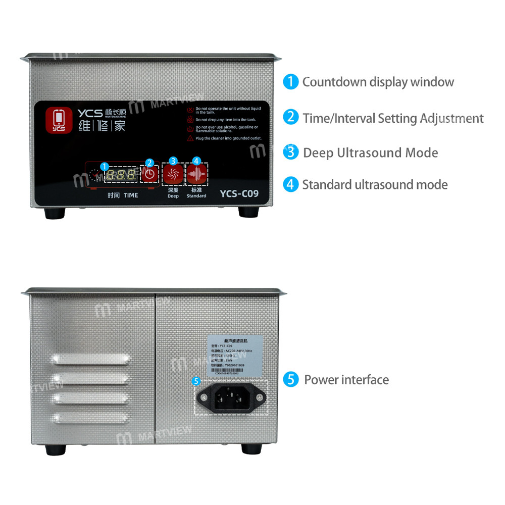 ycs c09-09l-professional-benchtop-ultrasonic-cleaner-for-motherboard-accessories-glasses-4