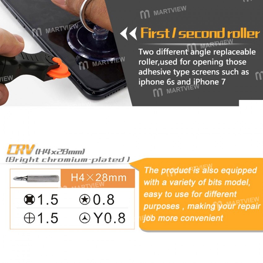JAKEMY JM-OP17 9 in 1 Screwdriver & Roller Opener Multifunctional Tool Mobile Phone Fix Repair Tool