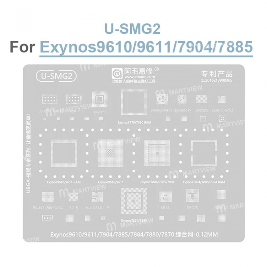 amaoe 012mm-u-smg-series-cpu-comprehensive-bga-reballing-stencil-for-samsung-exynos-cpu-3