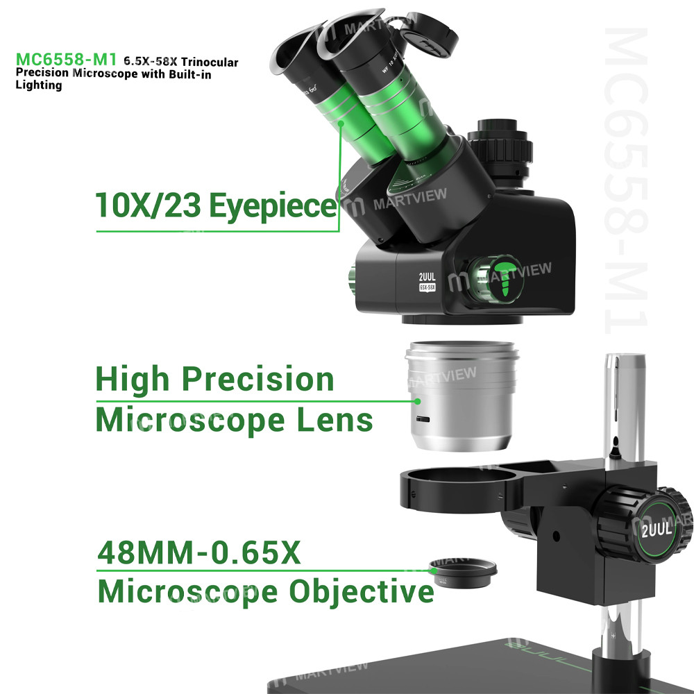 2uul microscope-mc6558-m1-65x-58x-trinocular-precision-stereo-microscope-with-built-in-lighting-5