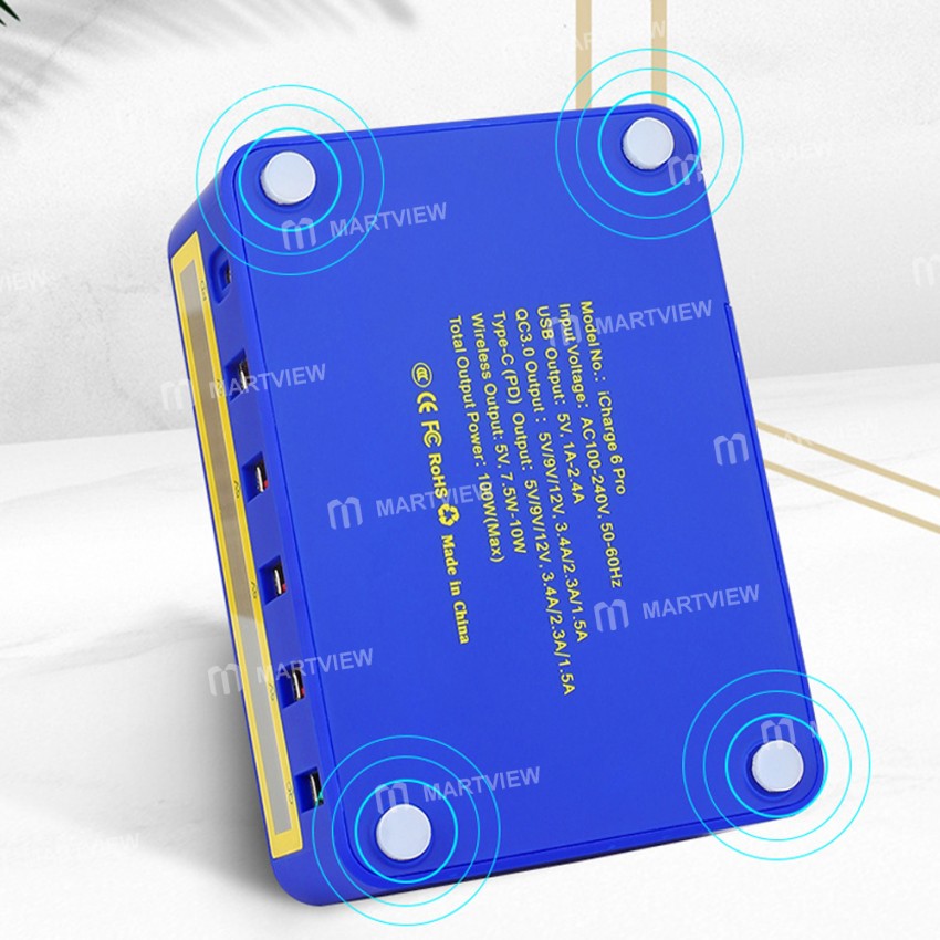 Mechanic iCharge 6 Pro 5Ports USB LCD Display QC 3.0 Wireless Smart Charging