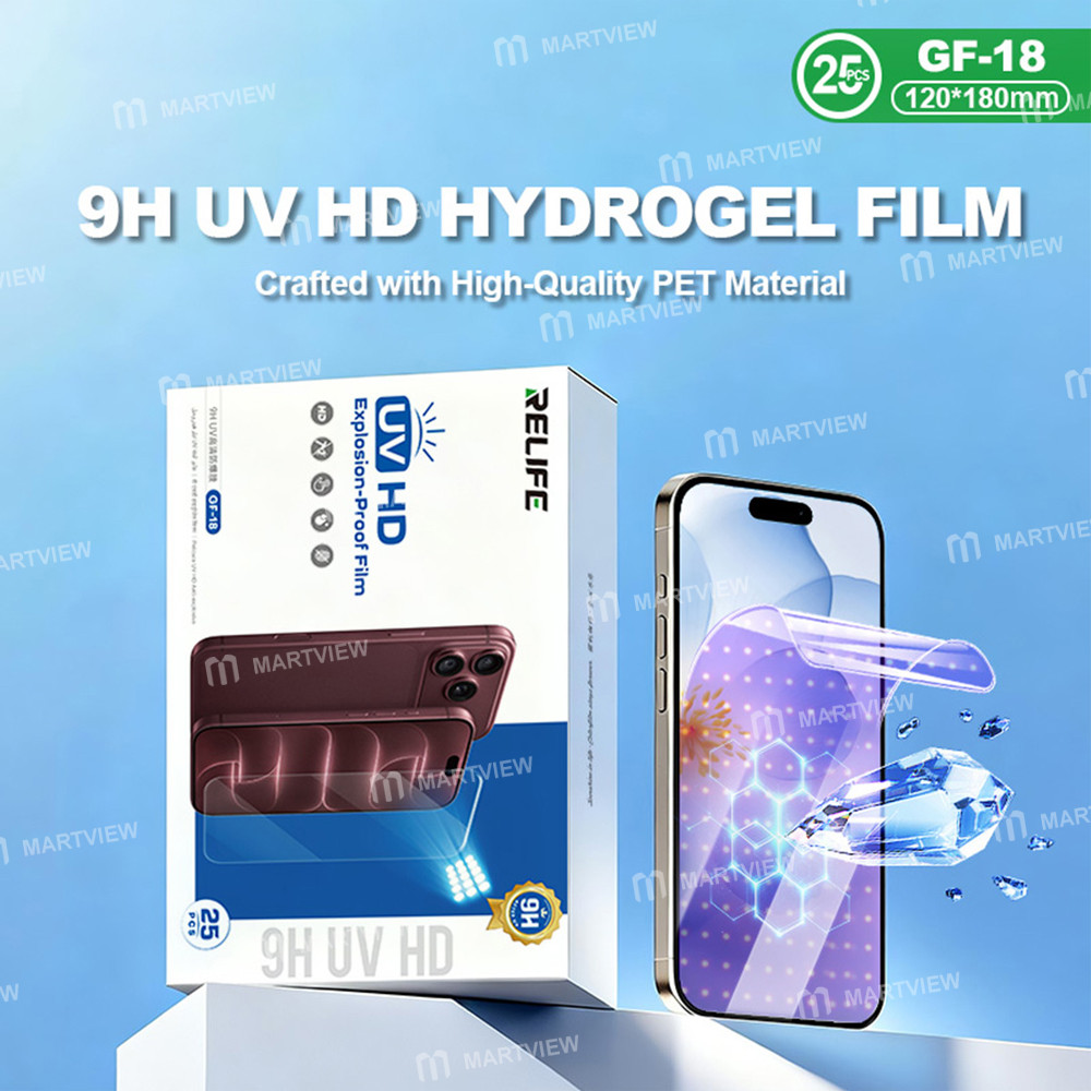 relife gf-18-9h-7-inch-scratch-resistant-high-definition-clarity-oil-repellent-hydrogel-film--25pcs-