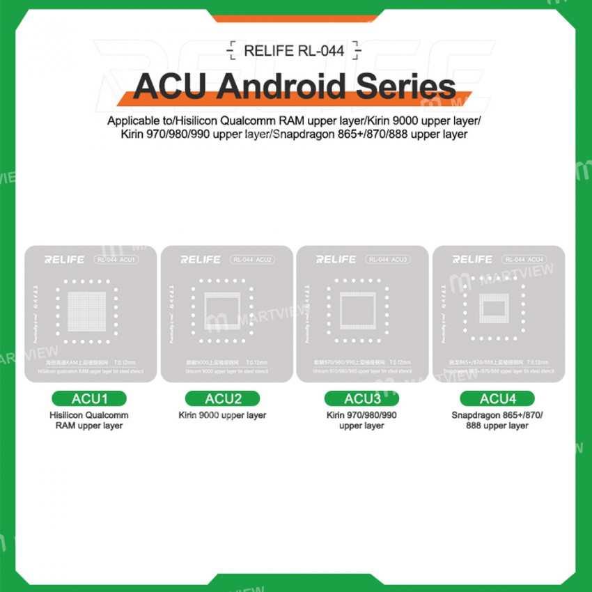 relife rl-044-android-cpu-tinned-bga-reballing-stencil-set-9
