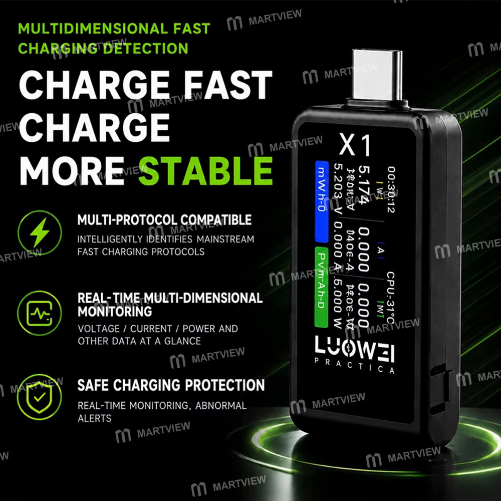 luowei x1-multifunction-voltage-current-power-battery-level-energy-digital-display-usb-c-tester-4