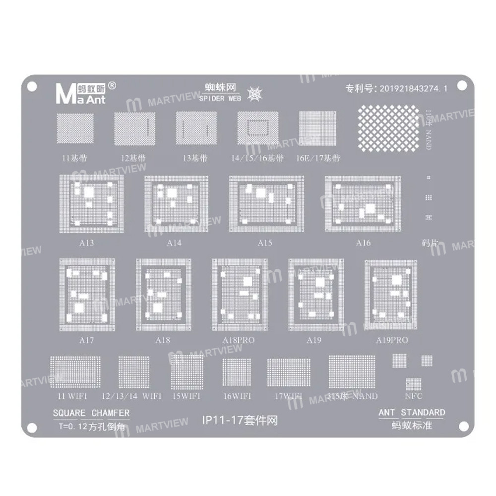 MaAnt WiFi  Baseband  CPU  NFC Comprehensive BGA Reballing Stencil for iPhone 11 to 17Pro Max