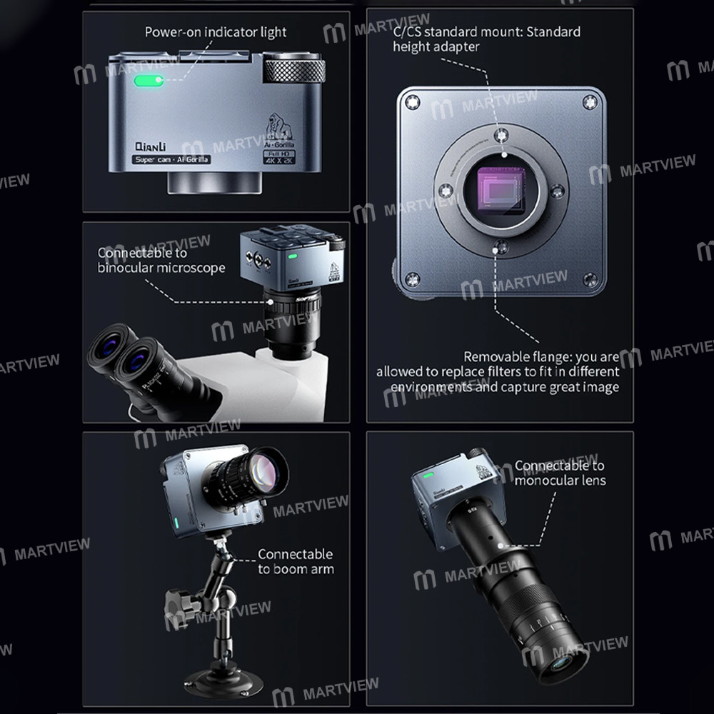 qianli super-cam-ai-gorilla-8mp-sony-sensor-4k-microscope-industrial-camera-with-zoom-handwheel-8