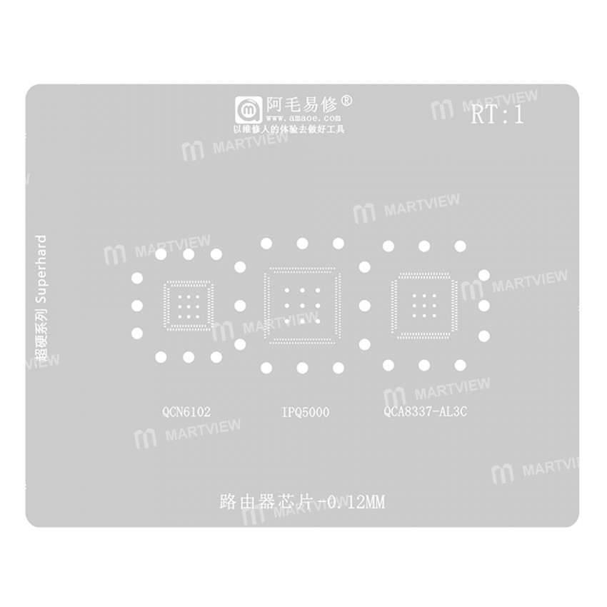 Amaoe RT1 0.12mm Router Chip BGA Reballing Stencil for QCN6102 / IPQ5000 / QCA8337-AL3C