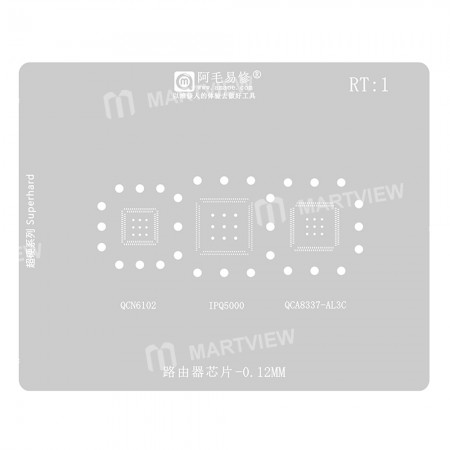 Amaoe RT1 0.12mm Router Chip BGA Reballing Stencil for QCN6102 / IPQ5000 / QCA8337-AL3C