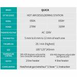 Quick 850A 850A+ 220V SMD Rework Station Hot Air Gun Desoldering Tool Repair Station