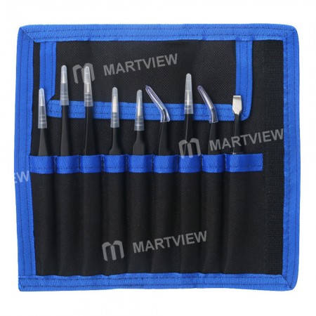 9 in 1 Anti-static Precision Tweezers Tool Kit Anti-magnetic Set for iPhone / iPad / Samsung / XiaoMi