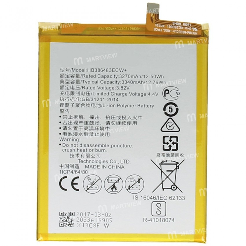Battery Replacement for Huawei Honor 6X / Nova Plus / GR5-2017 / Mate 9 lite Use (HB386483ECW+/3270m