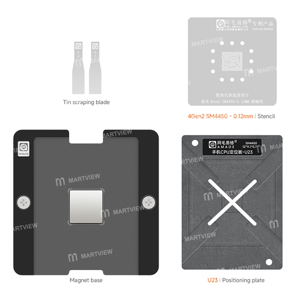 amaoe u23-012mm-cpu-bga-reballing-stencil-platform-set-for-qualcomm-snapdragon-4gen2-sm4450-5
