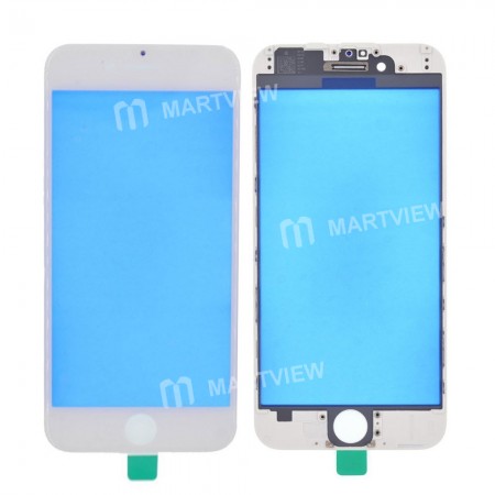 Replacement touch screen digitizer outer glass lens with bezel frame pre assembled for iPhone 6 plus white