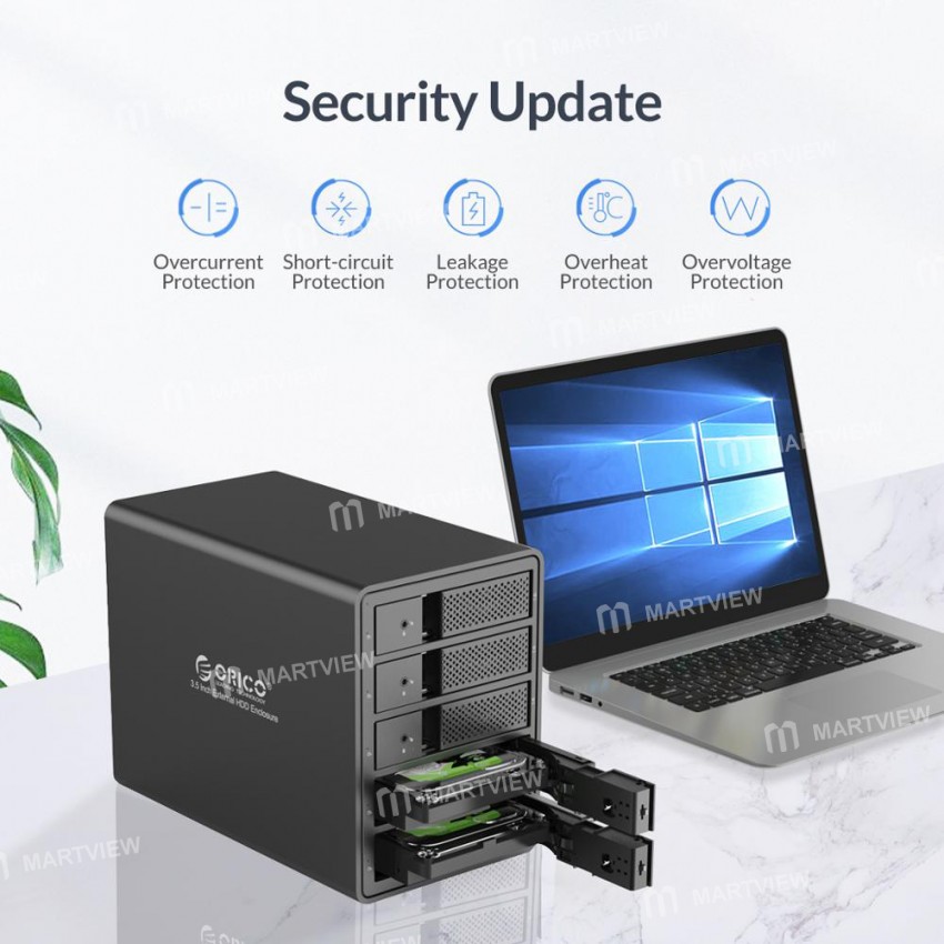 Orico 95 Series Multi-Bay 3.5'' SATA to USB3.0 HDD Aluminum Docking Station Built-in Power Supply