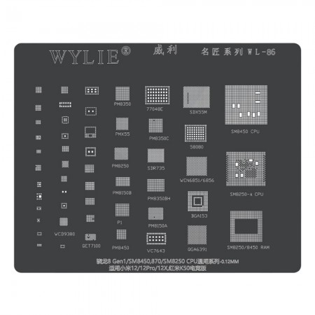 Wylie WL-86 CPU BGA Reballing Stencil for Qualcomm SM8450 SM8250 Snapdragon 8Gen1 / 870
