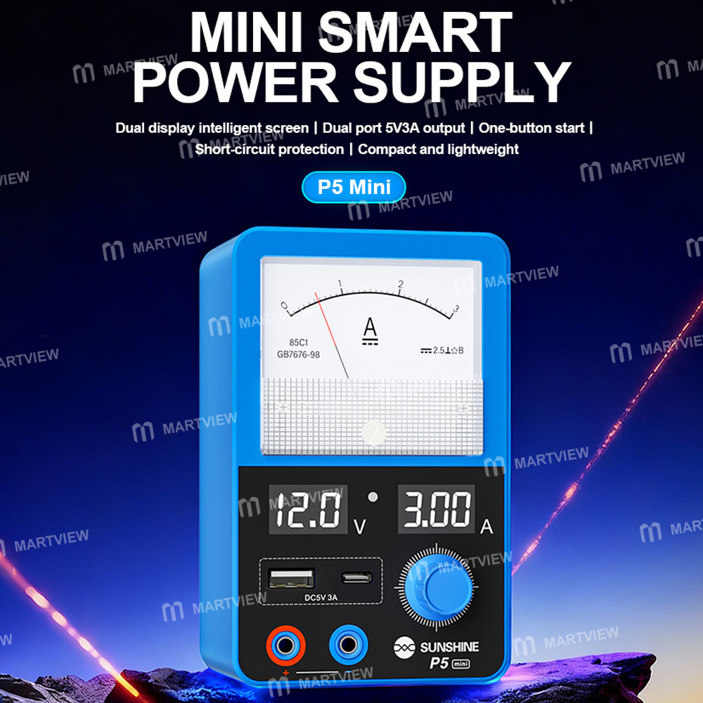 sunshine p5-mini-5v3a-dual-display-smart-power-supply-with-pointer-type-ammeter-7