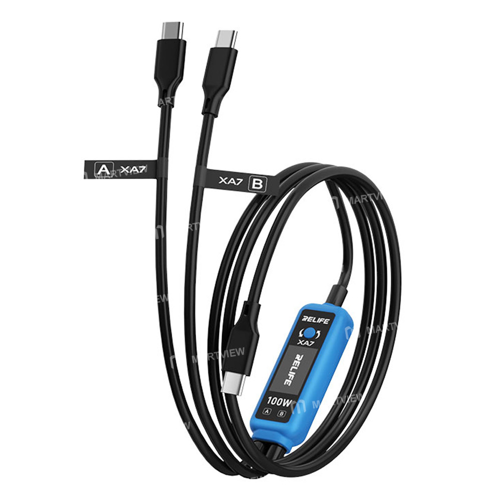 relife xa7-100w-type-c-digital-display-1-to-2-fast-charging-cable-for-iphone-android-2