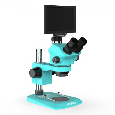 RF4 RF7050TV-YS010W 7-50X Synchronous Zoom Trinocular Stereo Microscope with 10-inch Camera Monitor