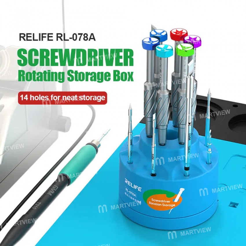 relife rl-078a-360-rotating-large-capacity-14-hole-screwdriver-storage-box-2