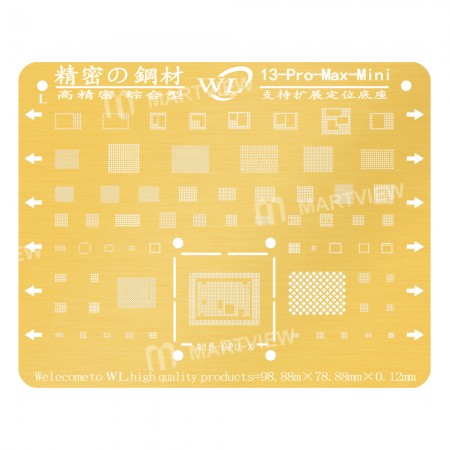 WL Gold BGA Reballing Stencil for iPhone13 / 13 Pro / 13 Pro Max CPU IC Soldering Repair